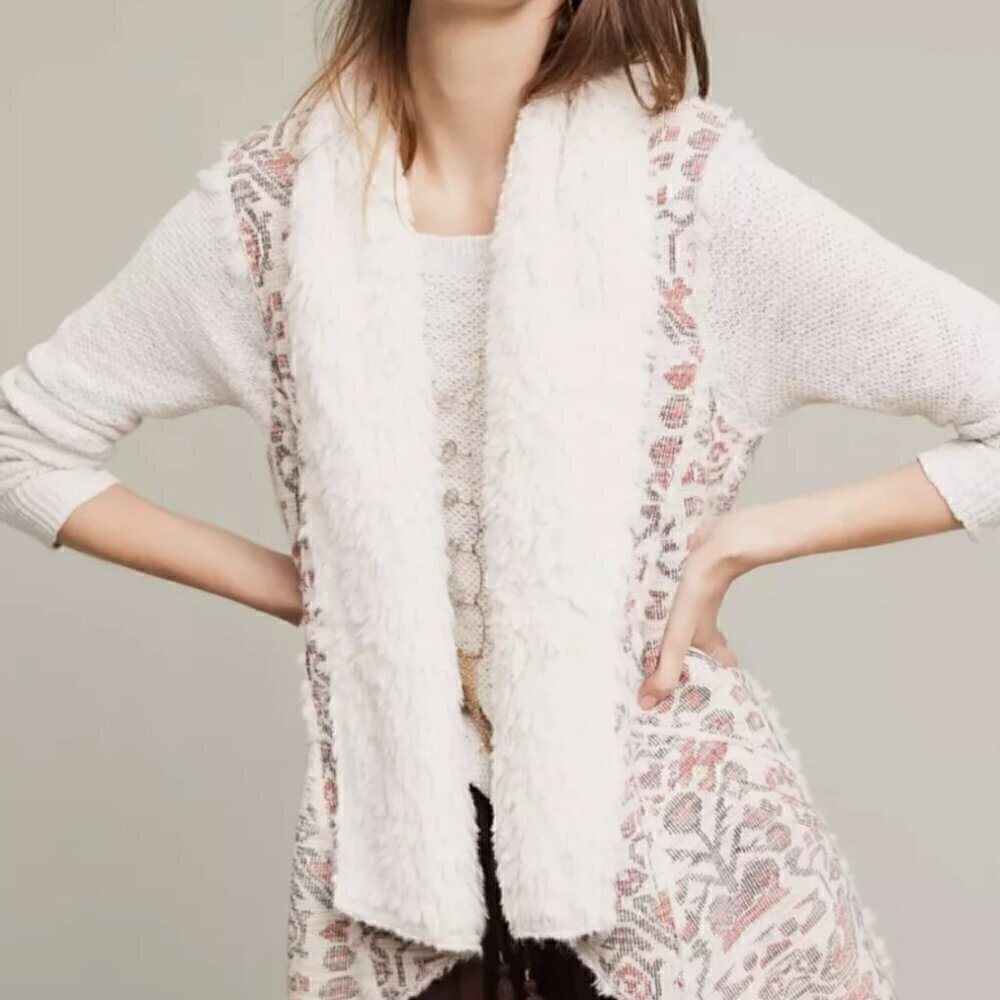 Anthropologie Hei Hei Shearling Cardigan Vest NWT size M
